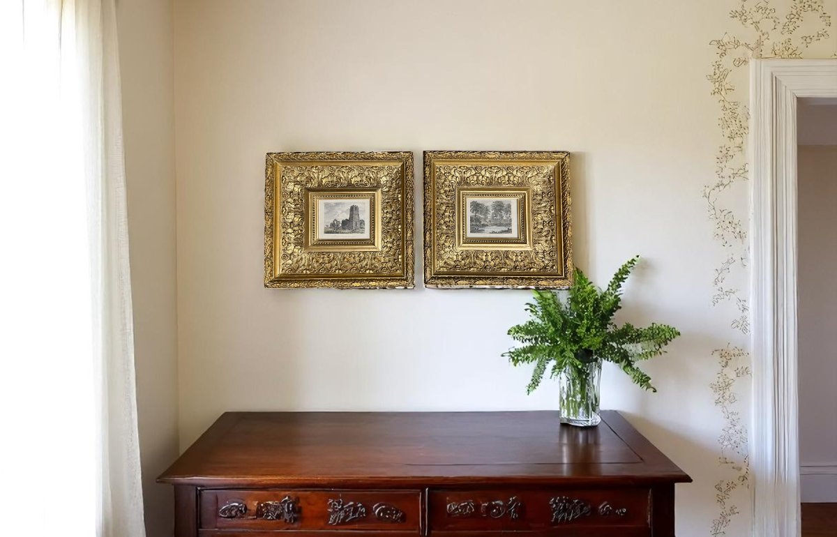Pair Of Important English Engravings In Gilded Frames, 19th Century-photo-4