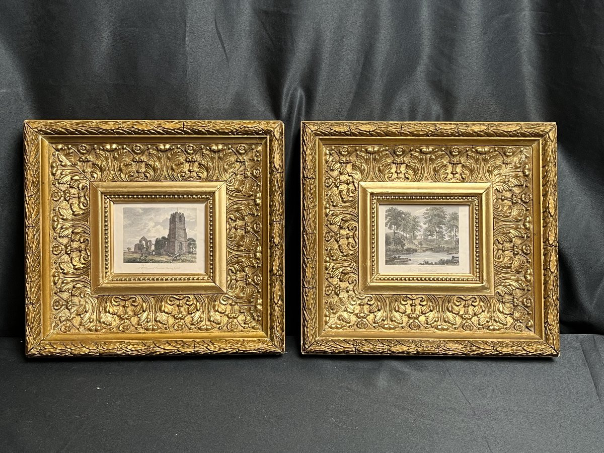 Pair Of Important English Engravings In Gilded Frames, 19th Century-photo-5