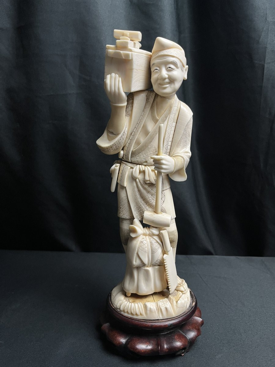 Okimono ivoire tailleur de pierre Meiji début XXème-photo-1