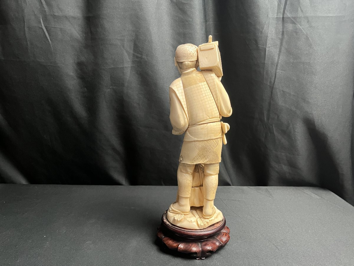 Okimono ivoire tailleur de pierre Meiji début XXème-photo-3