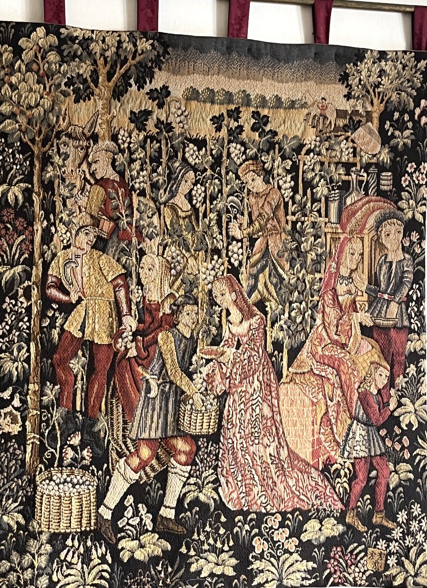 Halluin Tapestry, Important Medieval Scene, 20th Century Certificate-photo-2