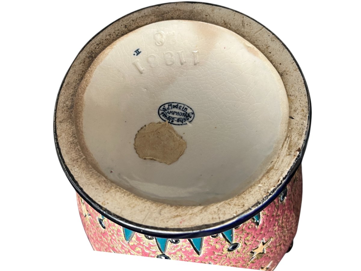 Art Nouveau, Amphora Polychrome Earthenware Pouring Vase, Early 20th Century-photo-2