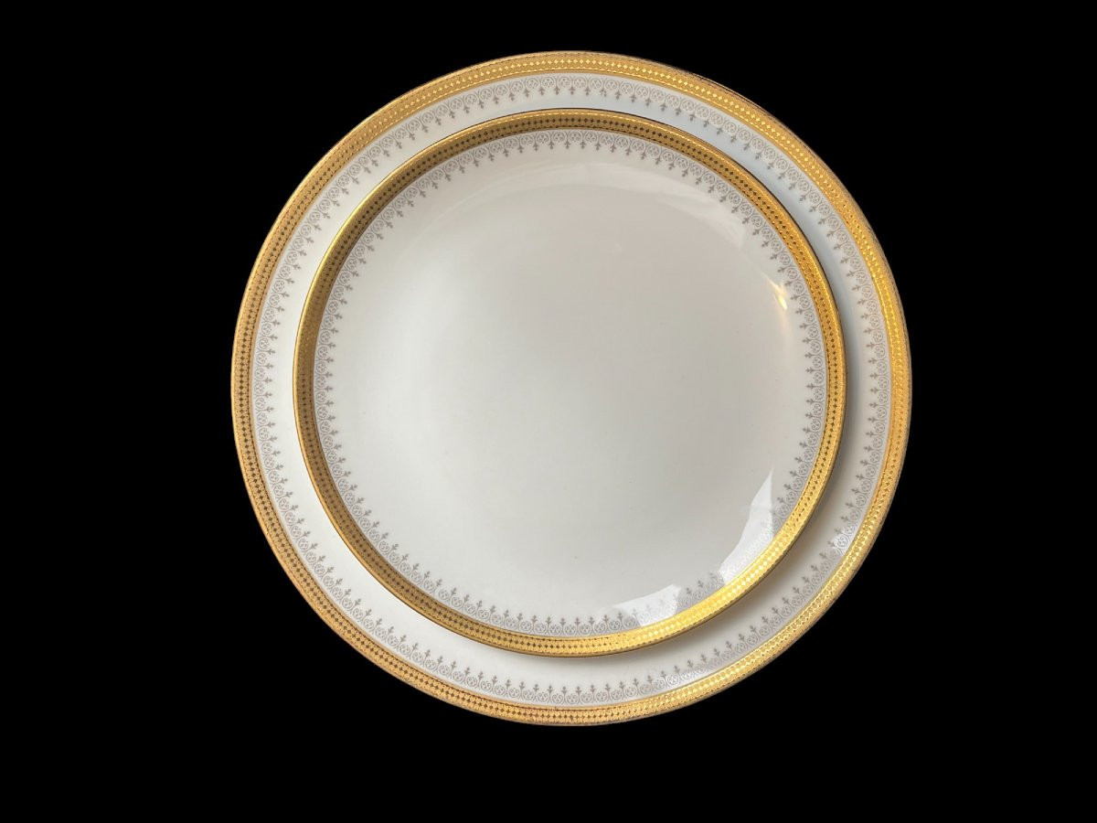 Tableware, 25-piece Service, White Porcelain And Fine Gold Winterling, 20th Century-photo-4