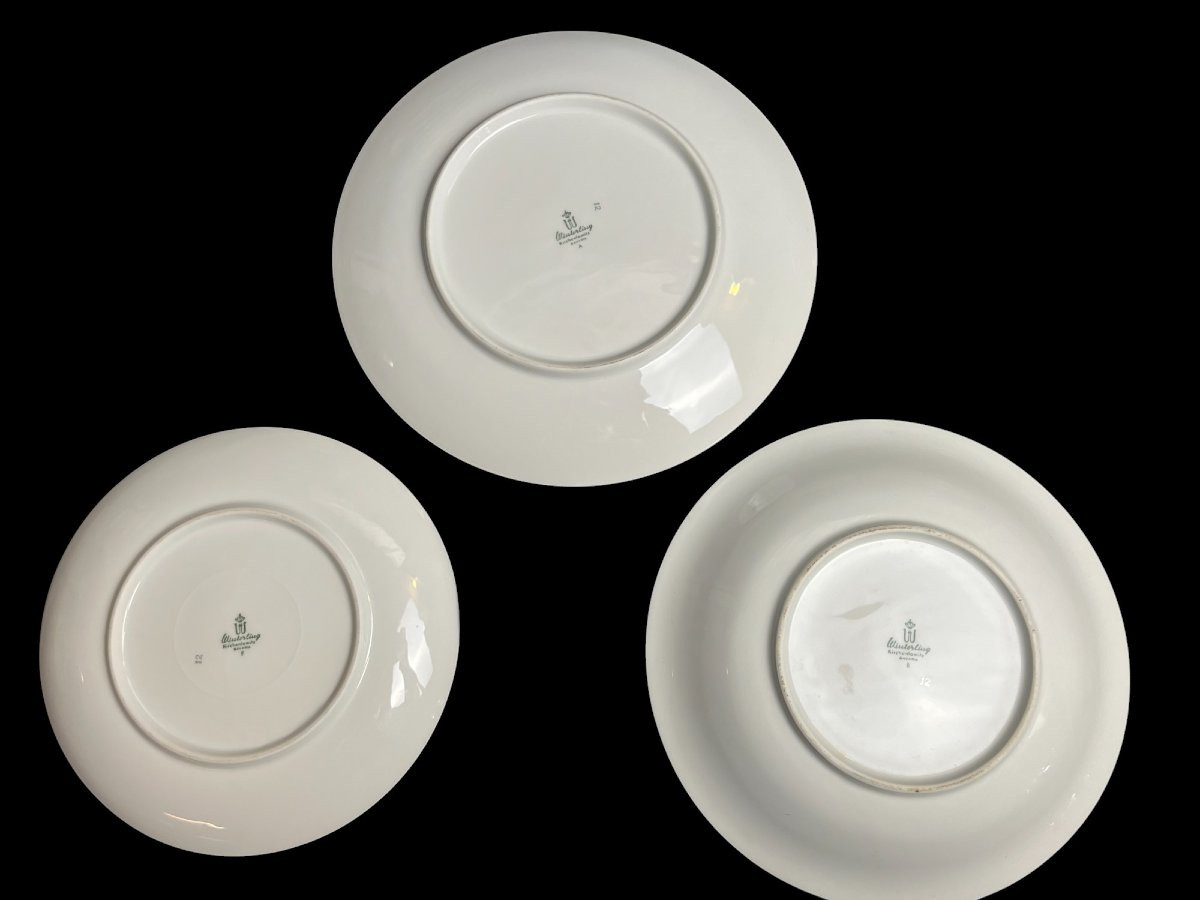 Tableware, 25-piece Service, White Porcelain And Fine Gold Winterling, 20th Century-photo-2