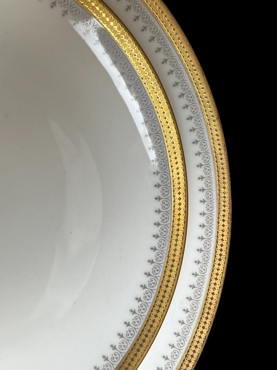 Tableware, 25-piece Service, White Porcelain And Fine Gold Winterling, 20th Century-photo-4