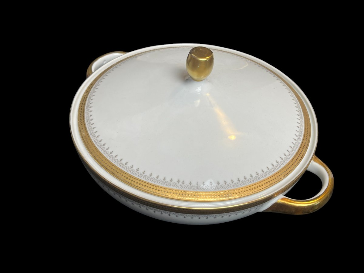 Tableware, 25-piece Service, White Porcelain And Fine Gold Winterling, 20th Century-photo-5