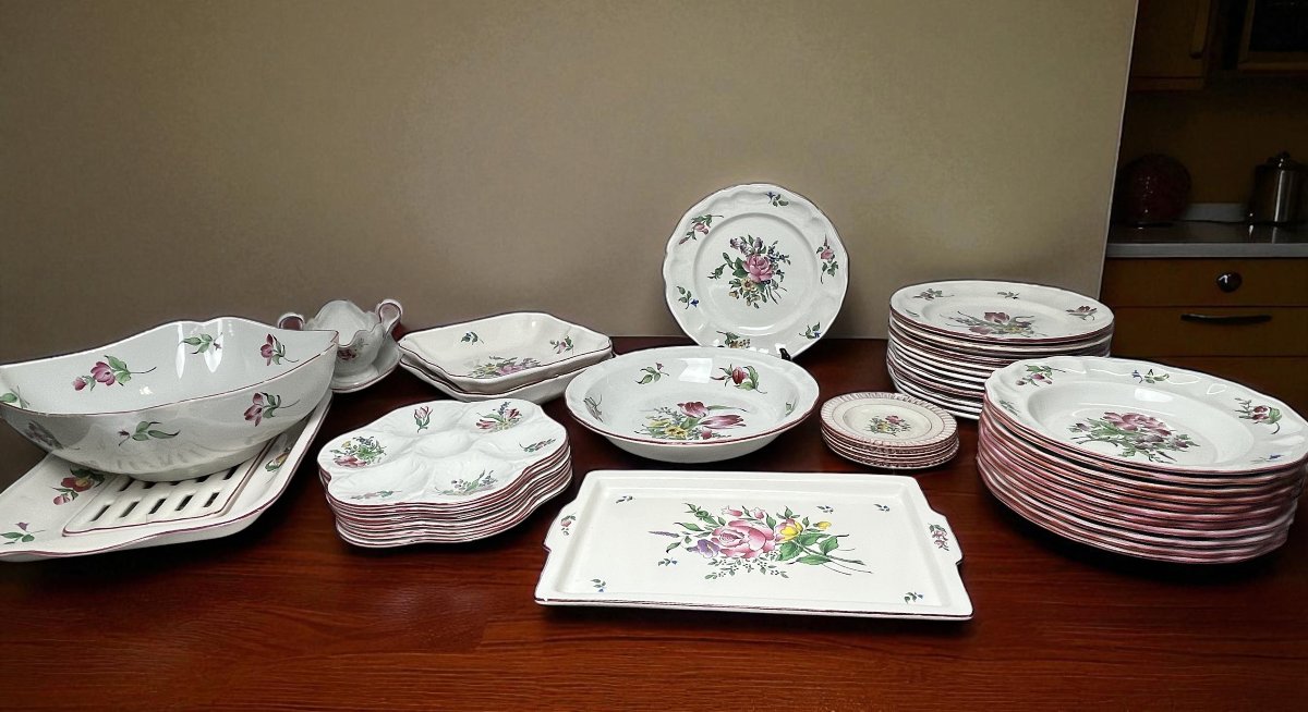 42-piece Lunéville Kg Tableware Set With Floral Decoration, 20th Century-photo-2