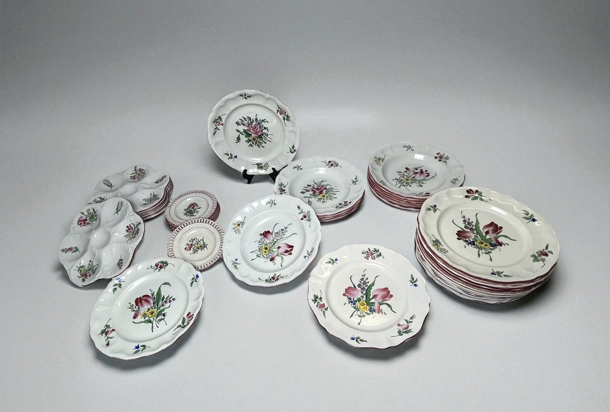 42-piece Lunéville Kg Tableware Set With Floral Decoration, 20th Century-photo-3