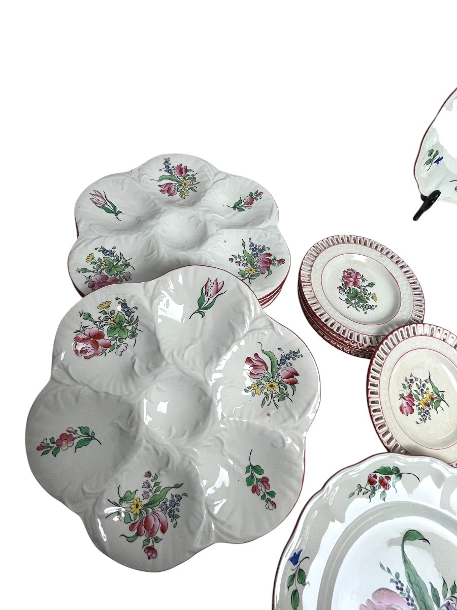 42-piece Lunéville Kg Tableware Set With Floral Decoration, 20th Century-photo-2