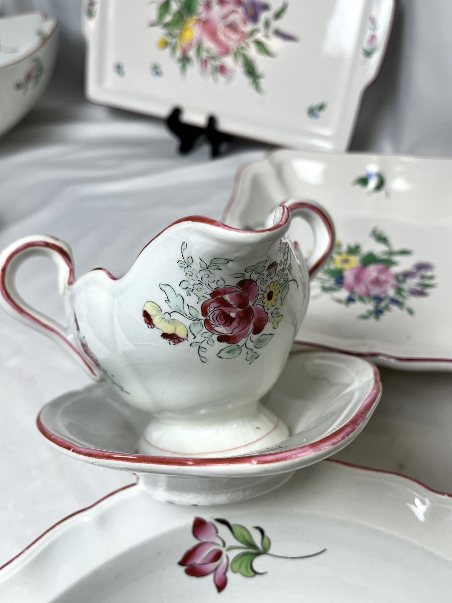 42-piece Lunéville Kg Tableware Set With Floral Decoration, 20th Century-photo-4