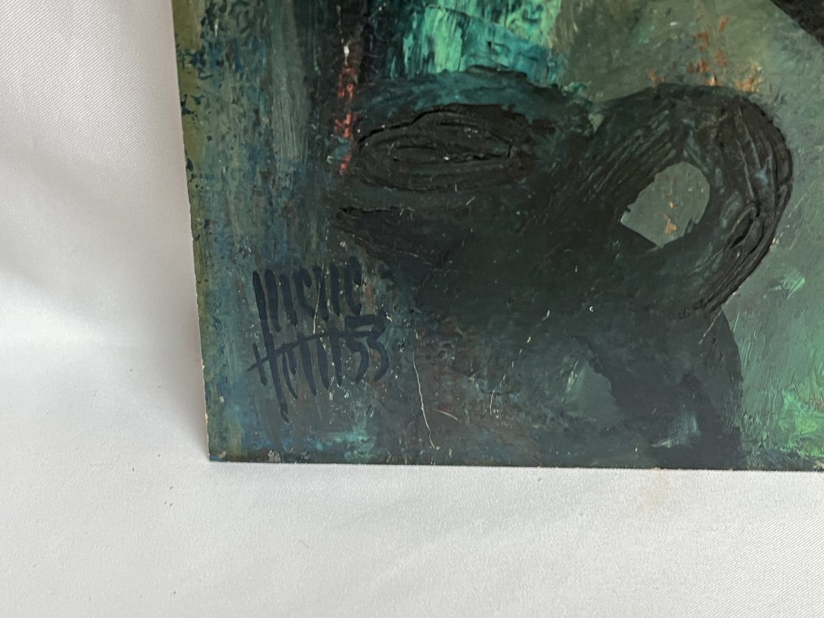 Pierre Petit, Oil On Cardboard Nativity Signed Dated 1953-photo-4