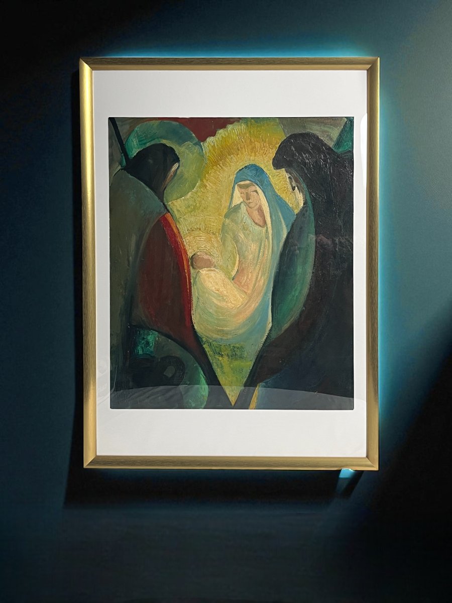 Pierre Petit, Oil On Cardboard Nativity Signed Dated 1953-photo-3