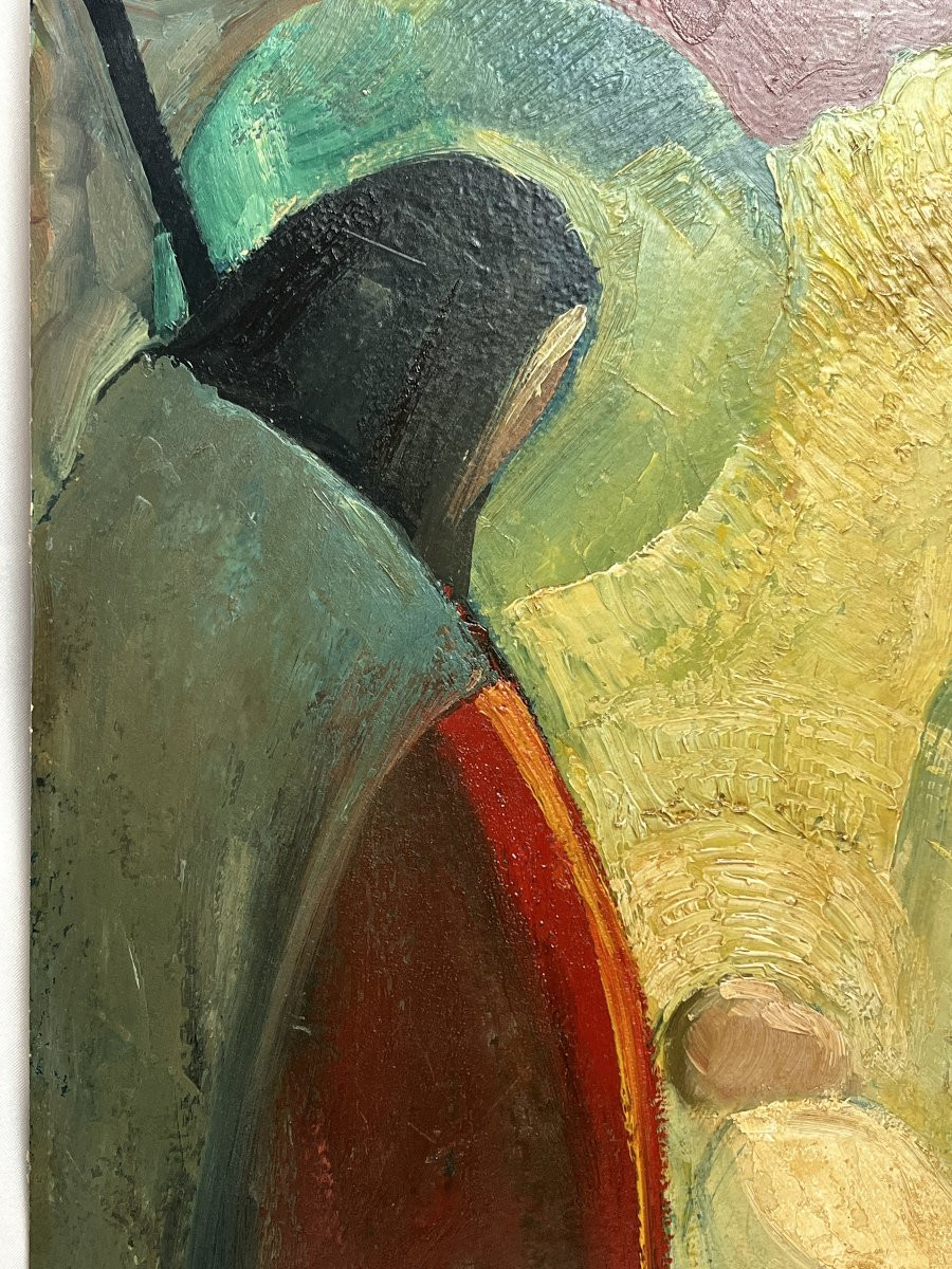 Pierre Petit, Oil On Cardboard Nativity Signed Dated 1953-photo-5