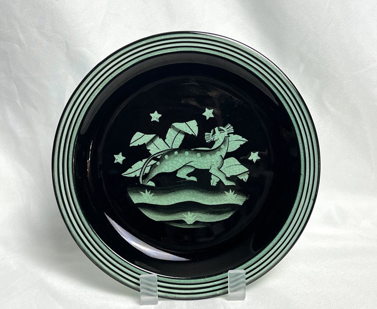 Collection, assiette art déco Panthère par Ilse Claesson Suède début XXème-photo-4