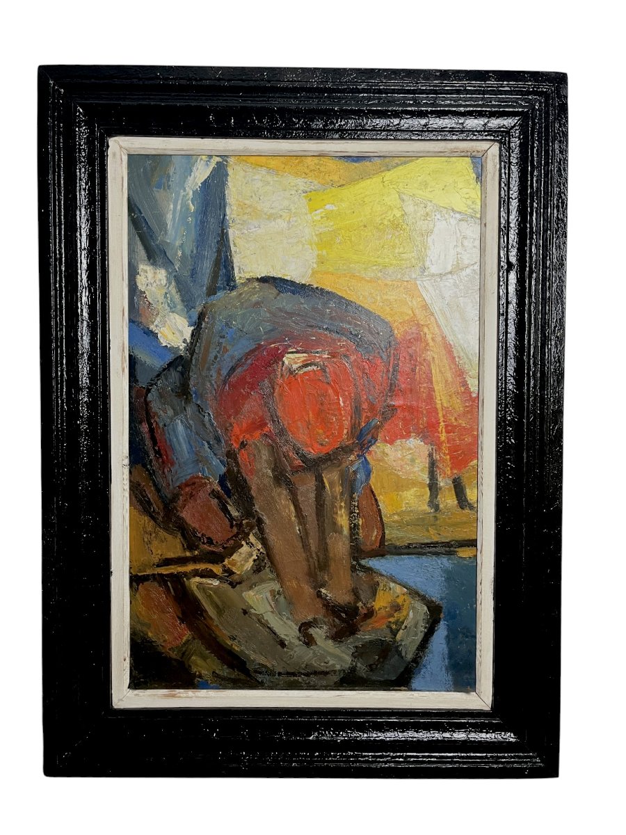 Tester Jefferson, Oil On Panel The Washerwoman Circa 1950-photo-2