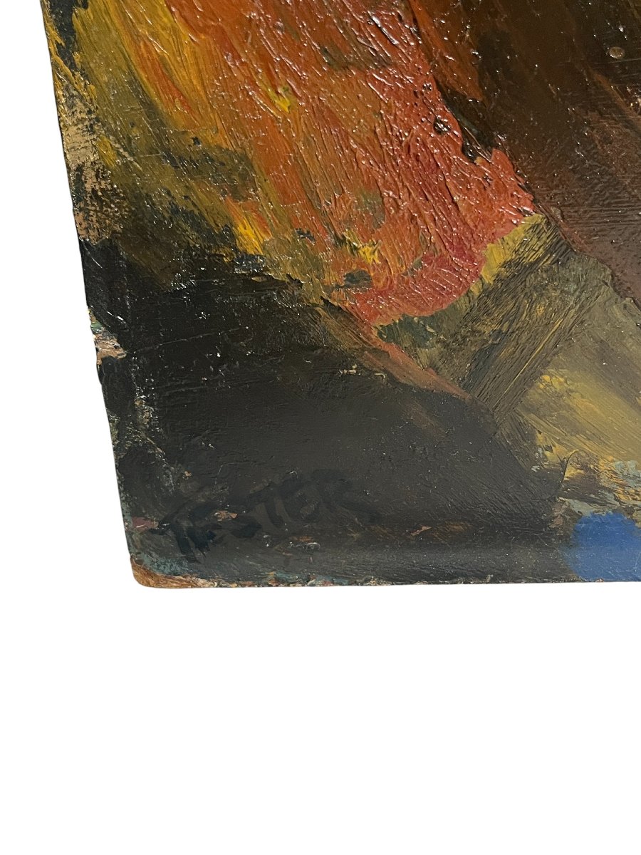 Tester Jefferson, Oil On Panel The Washerwoman Circa 1950-photo-2