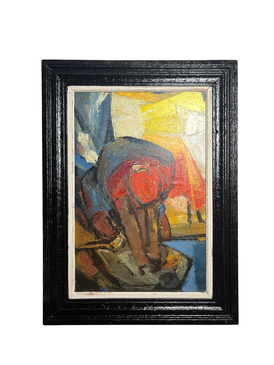 Tester Jefferson, Oil On Panel The Washerwoman Circa 1950-photo-5