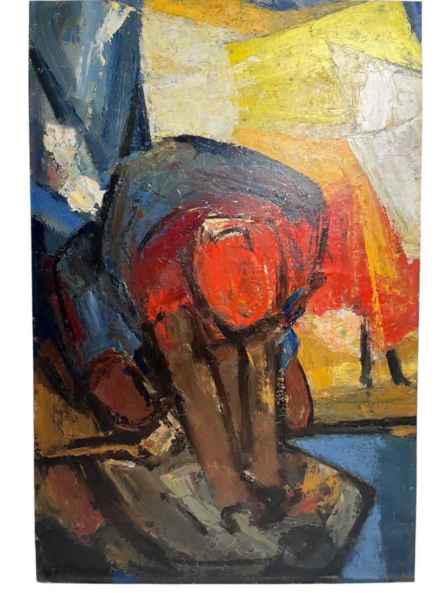 Tester Jefferson, Oil On Panel The Washerwoman Circa 1950