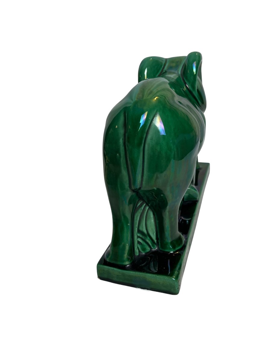 Art déco, sujet animalier faïence éléphants Lemanceau vers 1935-photo-8