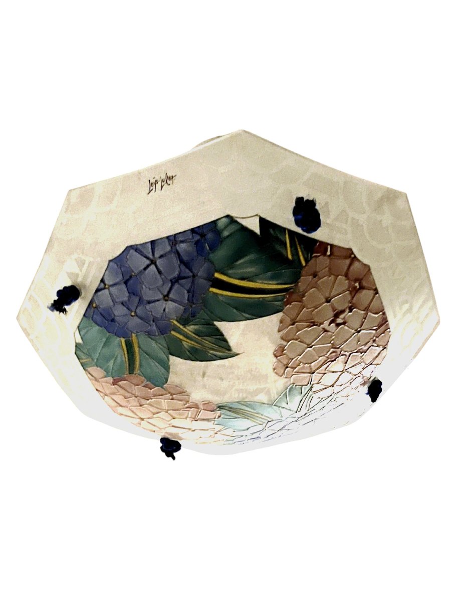 Art déco, suspension verre émaillé signée Los Lucha vers 1930-photo-4