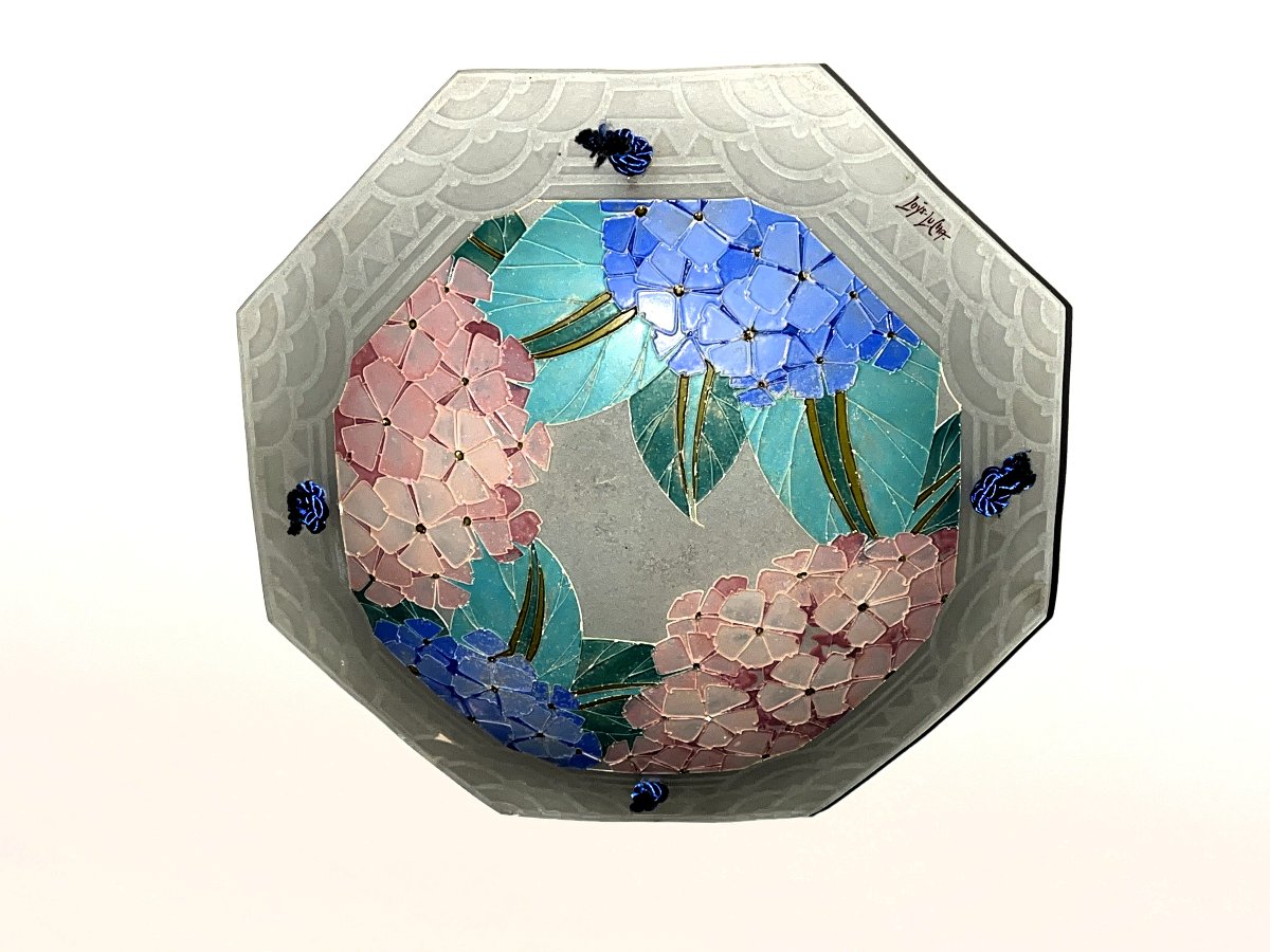 Art déco, suspension verre émaillé signée Los Lucha vers 1930-photo-5