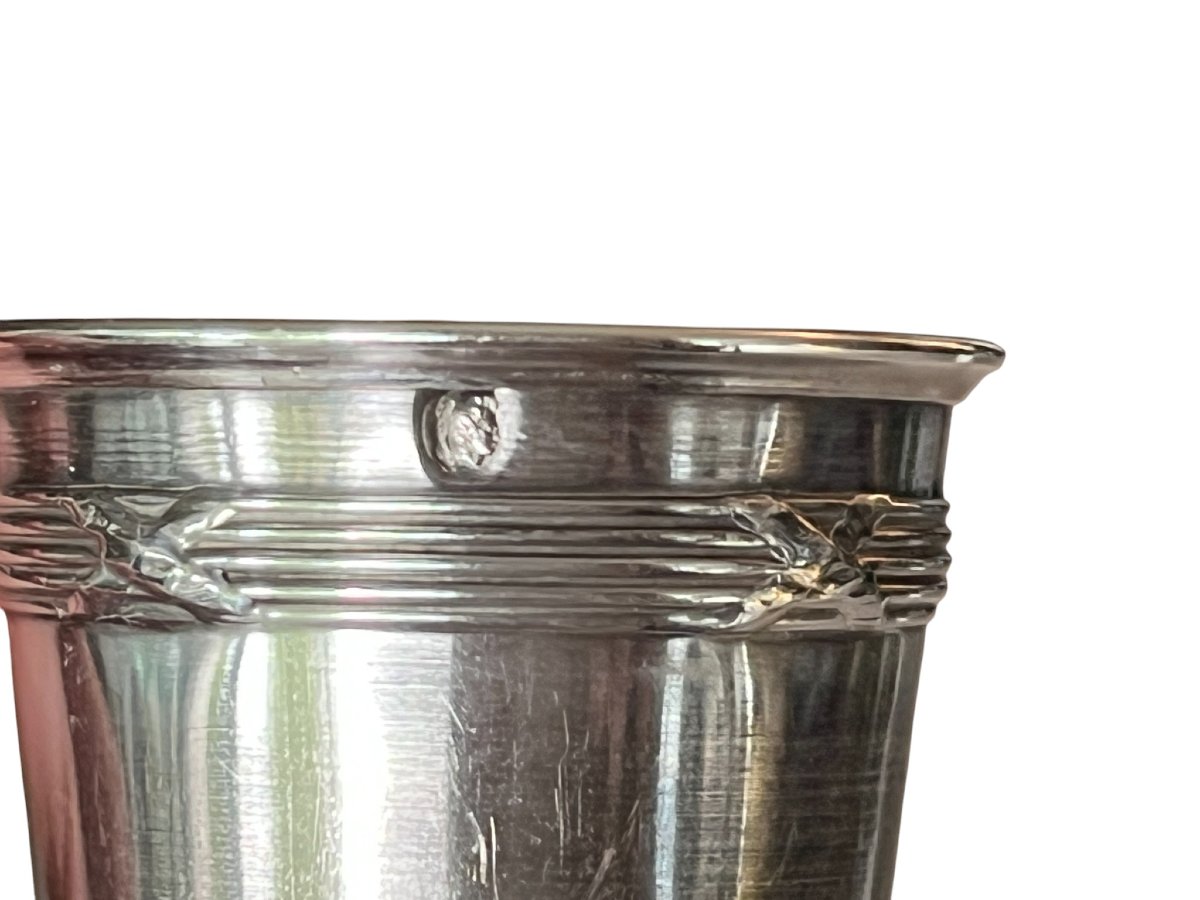 Silver-plated Metal Caviar Service And 12 Silver Minerva Goblets, Circa 1900-photo-5