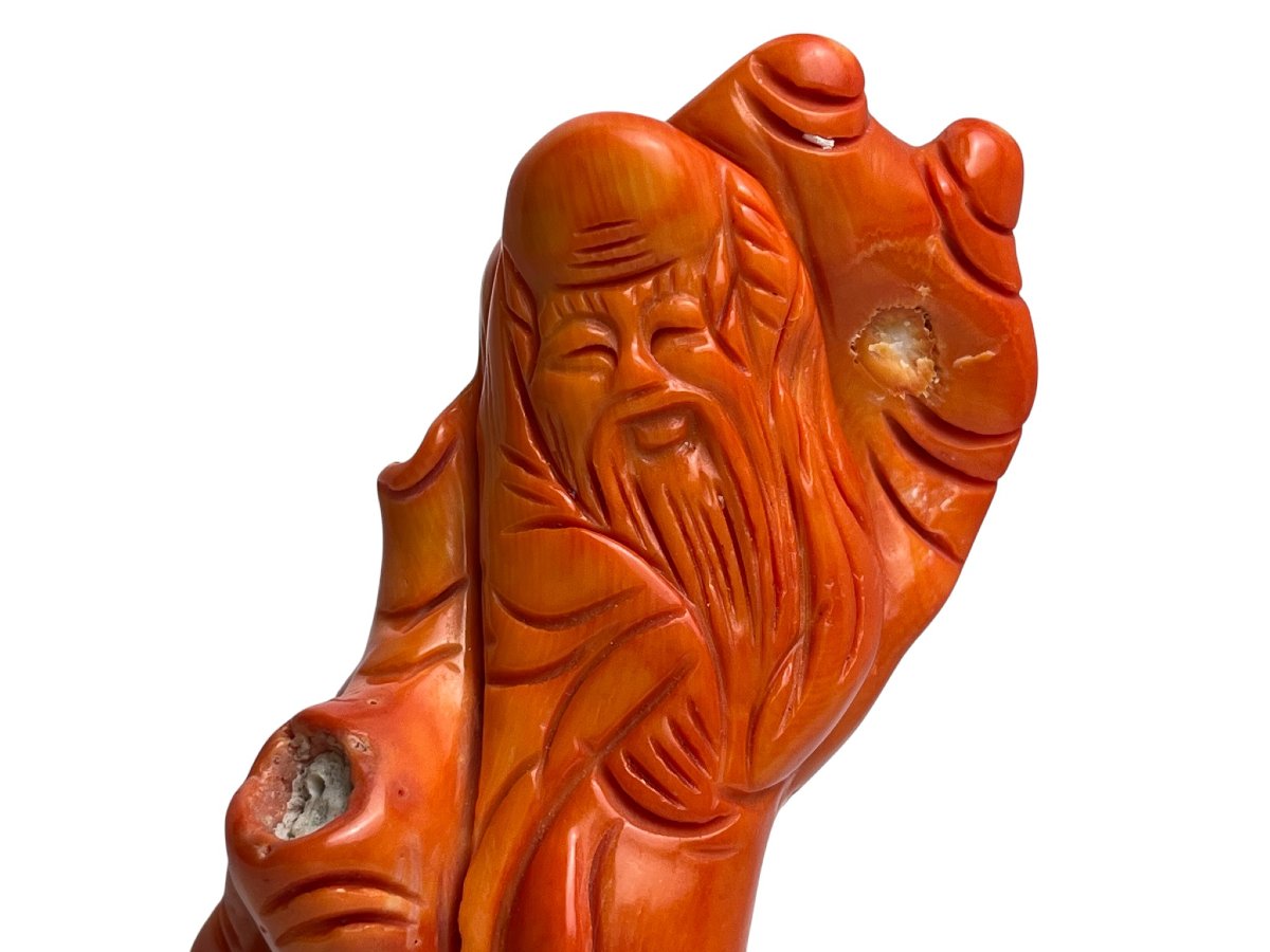 Chine Groupe en corail rouge Shoulao expertisé XXème-photo-3