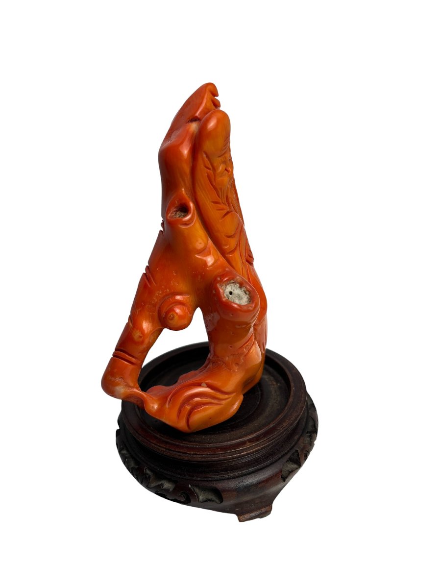 Chine Groupe en corail rouge Shoulao expertisé XXème-photo-1