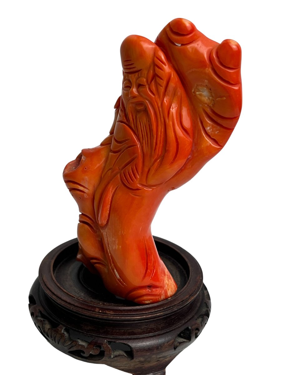 Chine Groupe en corail rouge Shoulao expertisé XXème-photo-5