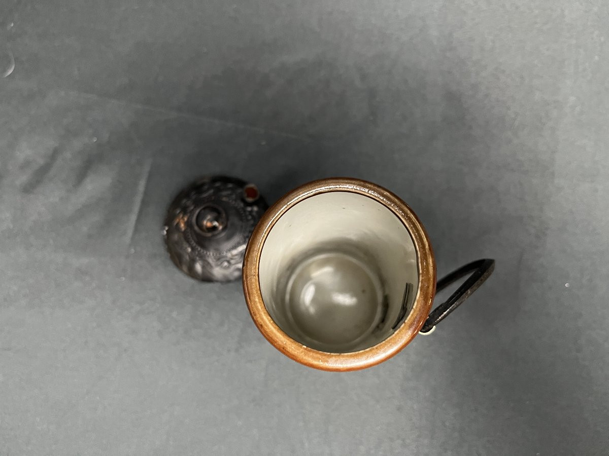Asian Opium Pipe In White And Blue Porcelain, 18th Century-photo-3