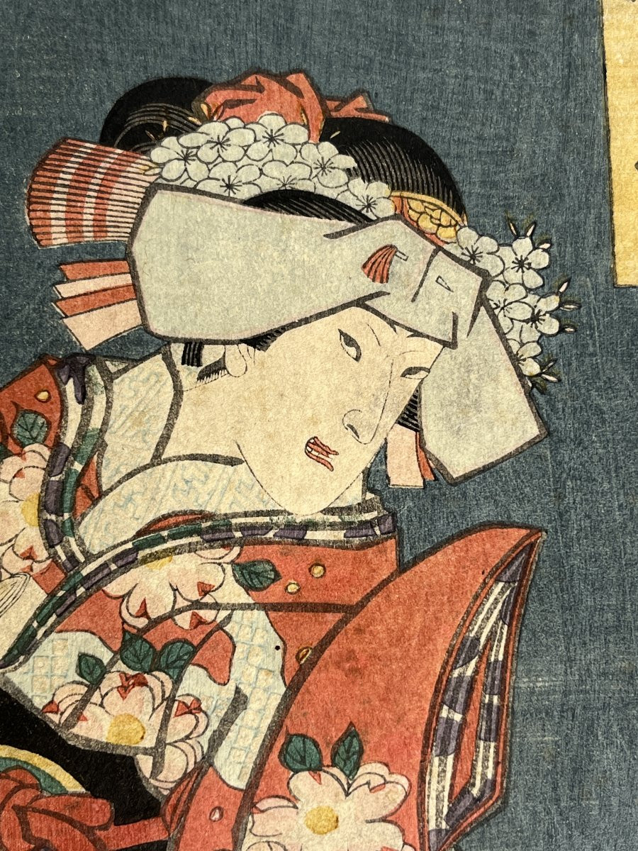 Japan, Print Signed Toyokuni III Actor Onoe Kikugoro Iv, 1860-photo-4