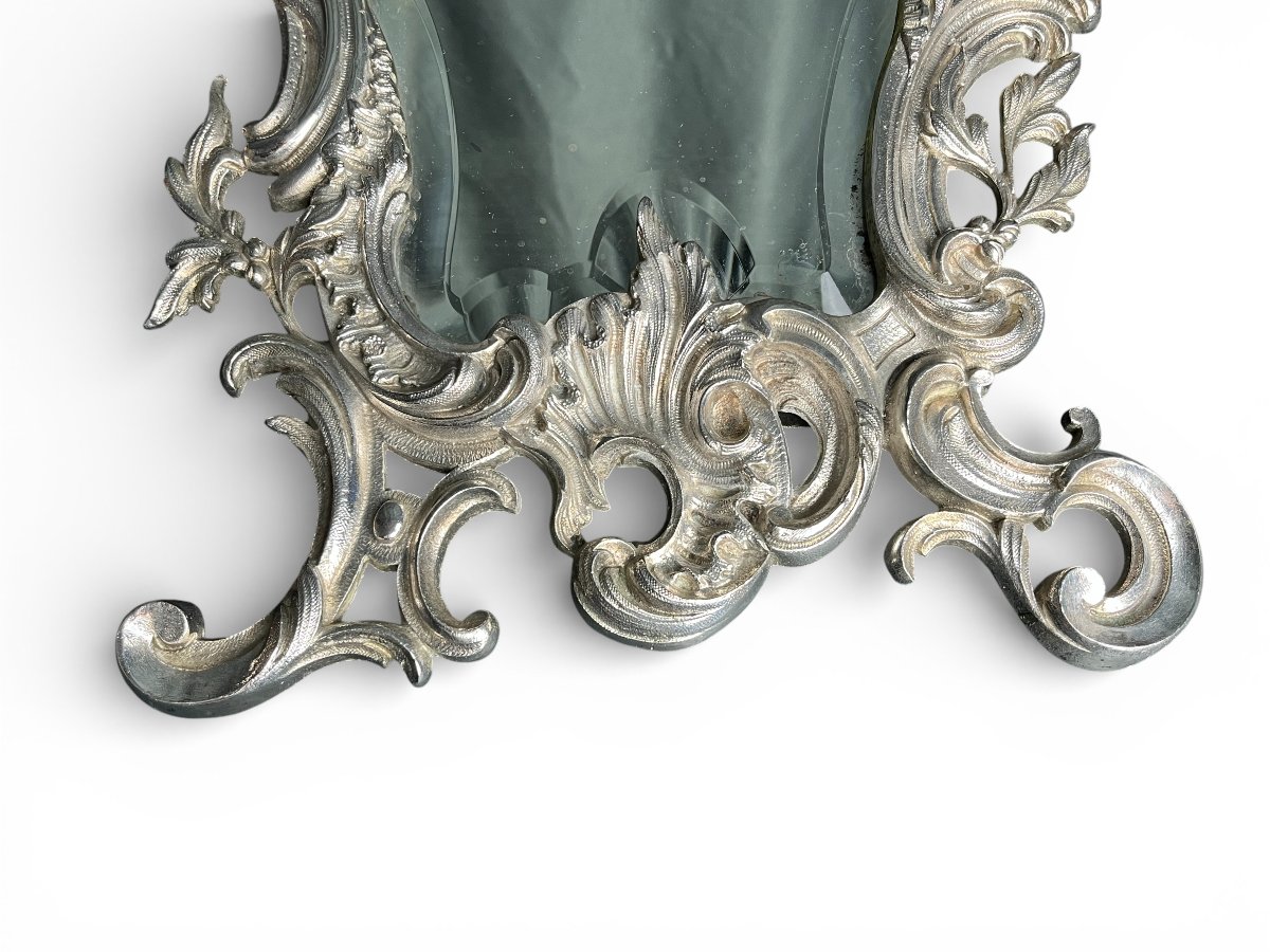 Louis XV Style Silvered Bronze Table Mirror, 19th Century-photo-2