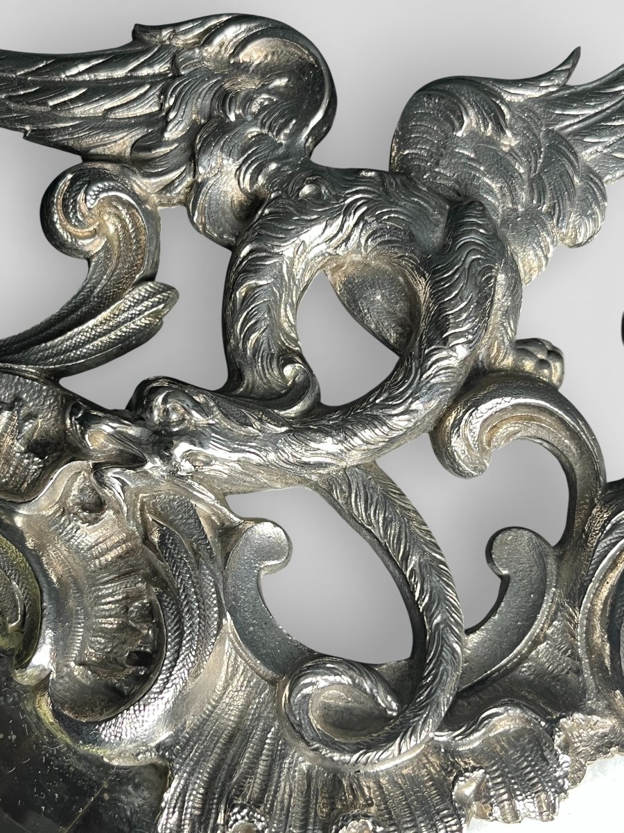 Louis XV Style Silvered Bronze Table Mirror, 19th Century-photo-4