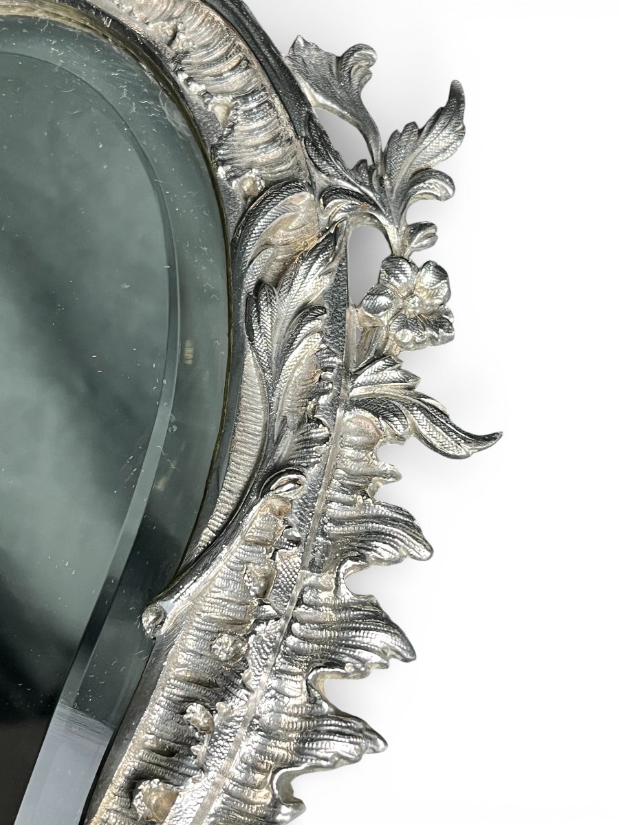 Louis XV Style Silvered Bronze Table Mirror, 19th Century-photo-3