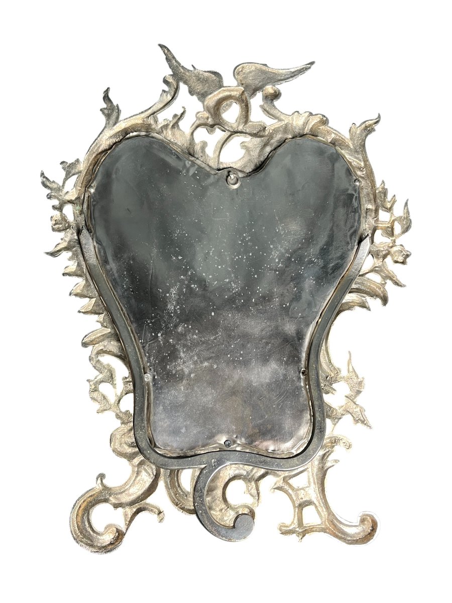 Louis XV Style Silvered Bronze Table Mirror, 19th Century-photo-5
