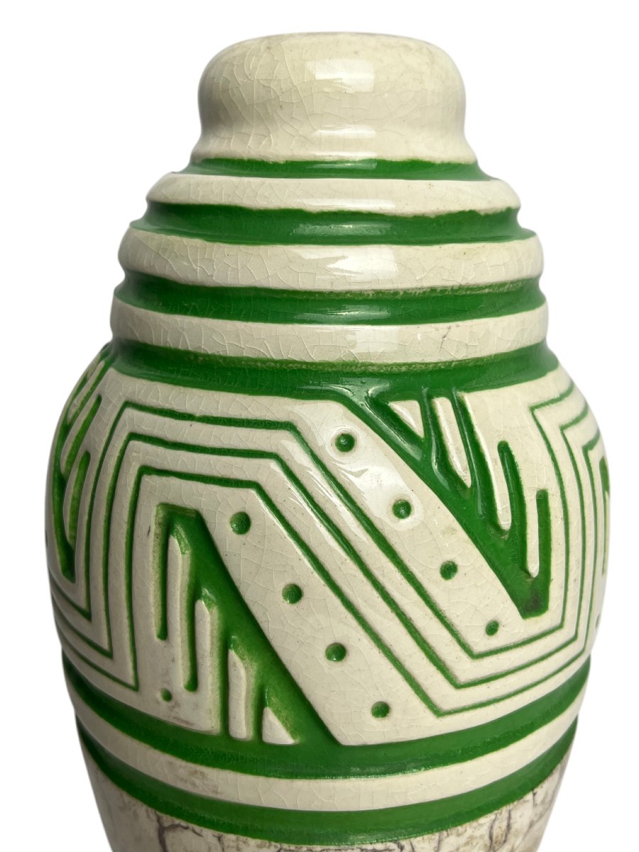 Art Deco, Ovoid Earthenware Vase Signed Géo Condé And Mougin Circa 1930-photo-2