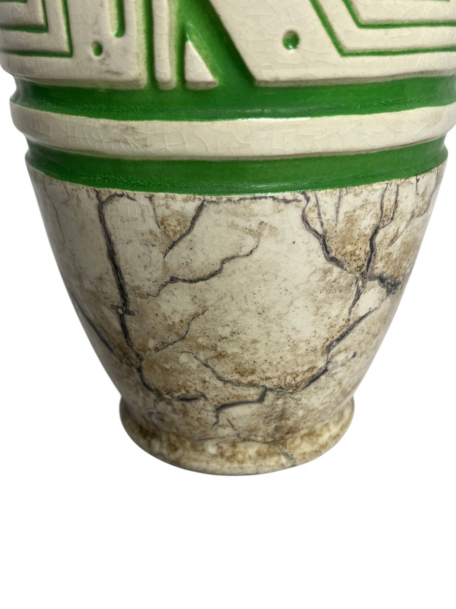 Art Deco, Ovoid Earthenware Vase Signed Géo Condé And Mougin Circa 1930-photo-3