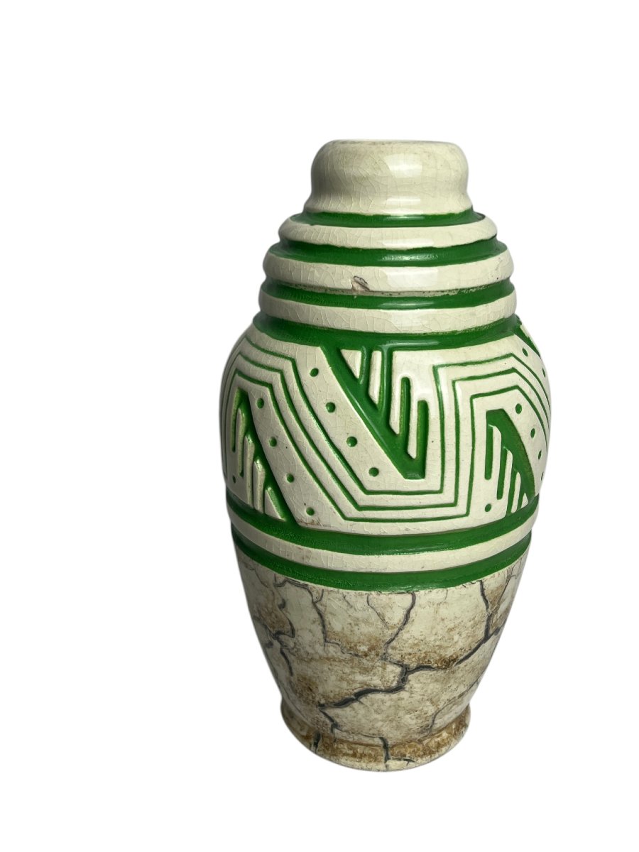 Art Deco, Ovoid Earthenware Vase Signed Géo Condé And Mougin Circa 1930-photo-4