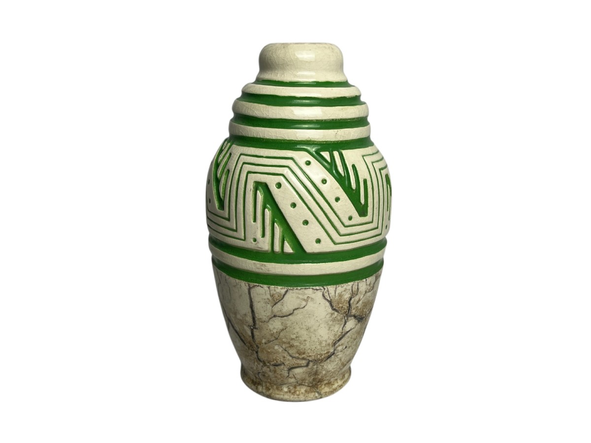 Art Deco, Ovoid Earthenware Vase Signed Géo Condé And Mougin Circa 1930