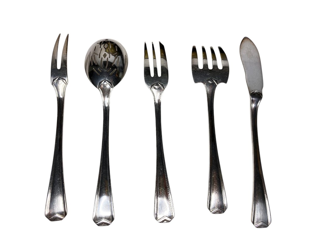 Tableware, Christofle Silver-plated Metal Confectionery Service Circa 1940-photo-3