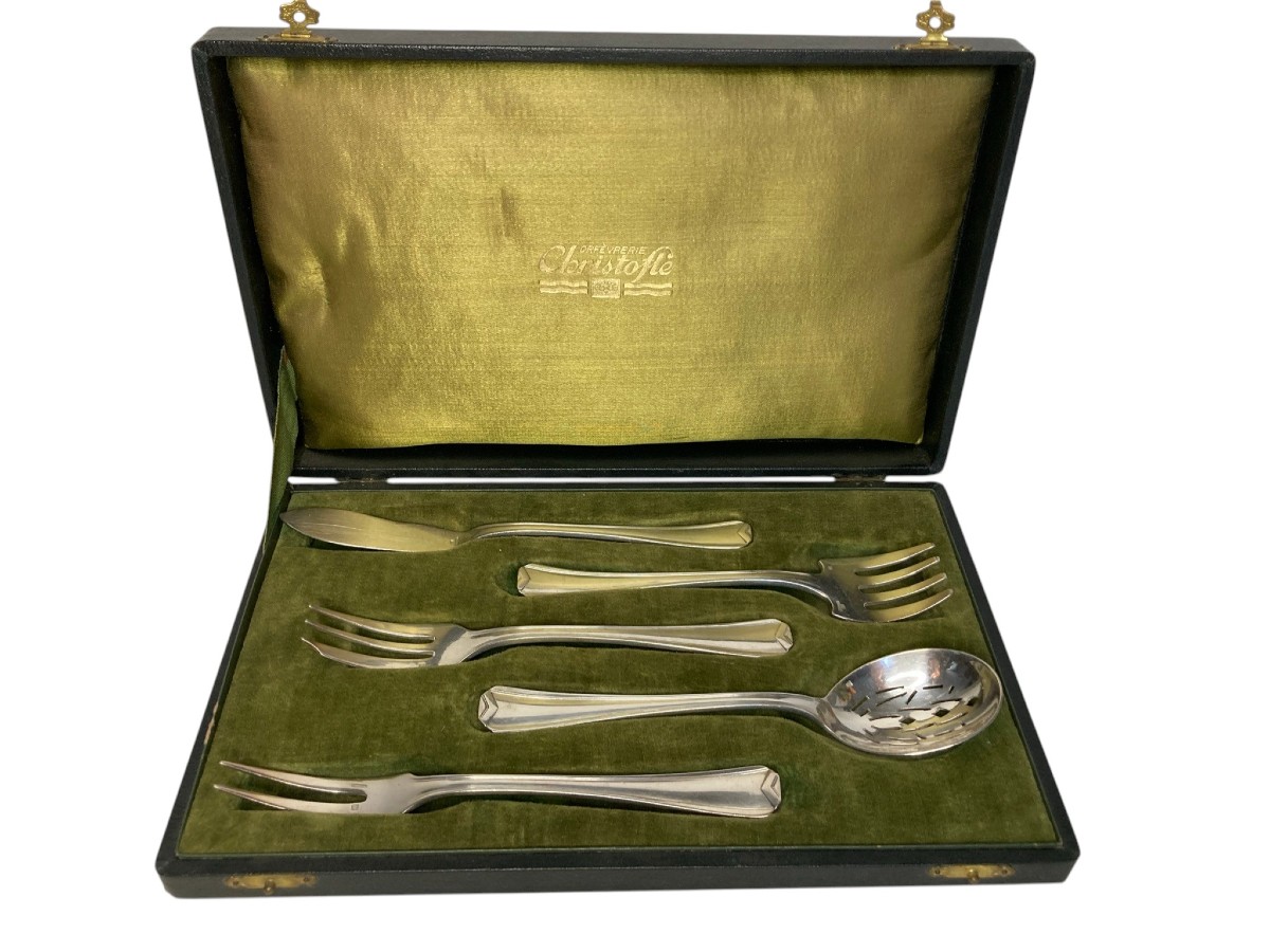 Tableware, Christofle Silver-plated Metal Confectionery Service Circa 1940