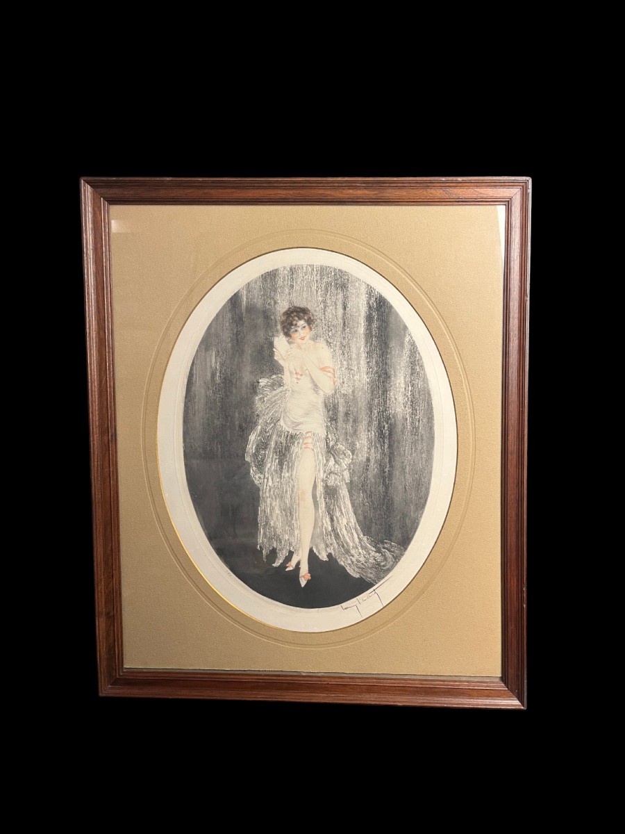 ICART, lithographie en ovale Jeune femme danseuse signée 1925