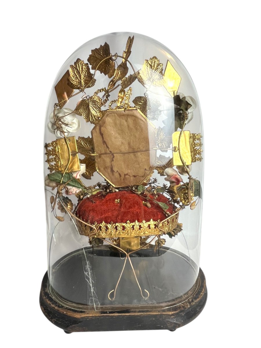 Grand globe de mariée Napoléon III biscuit et laiton fin XIXème-photo-3