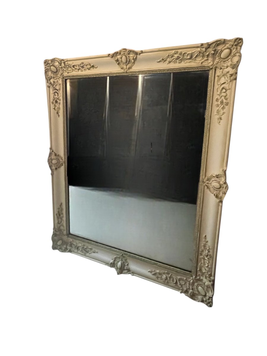 Large Wall Mirror In Patinated Wood Restoration 19th Century-photo-4