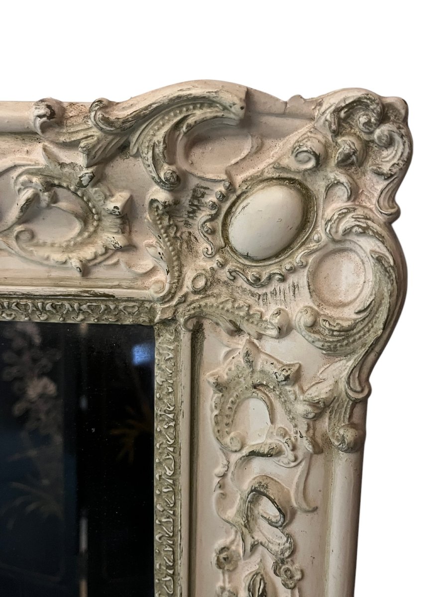 Large Wall Mirror In Patinated Wood Restoration 19th Century-photo-3