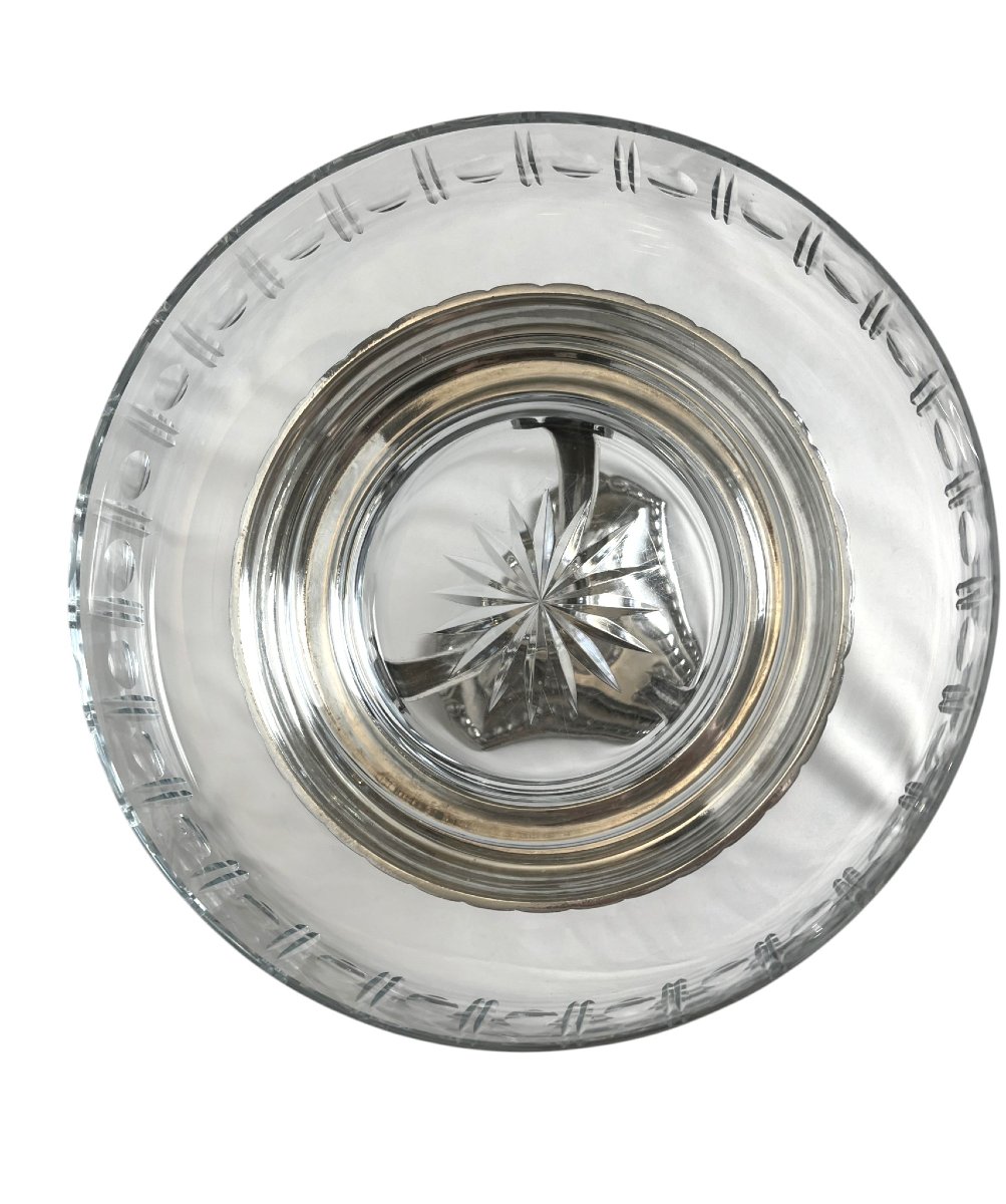 Art déco, coupe tripode métal argenté Gallia cristal vers 1930-photo-1