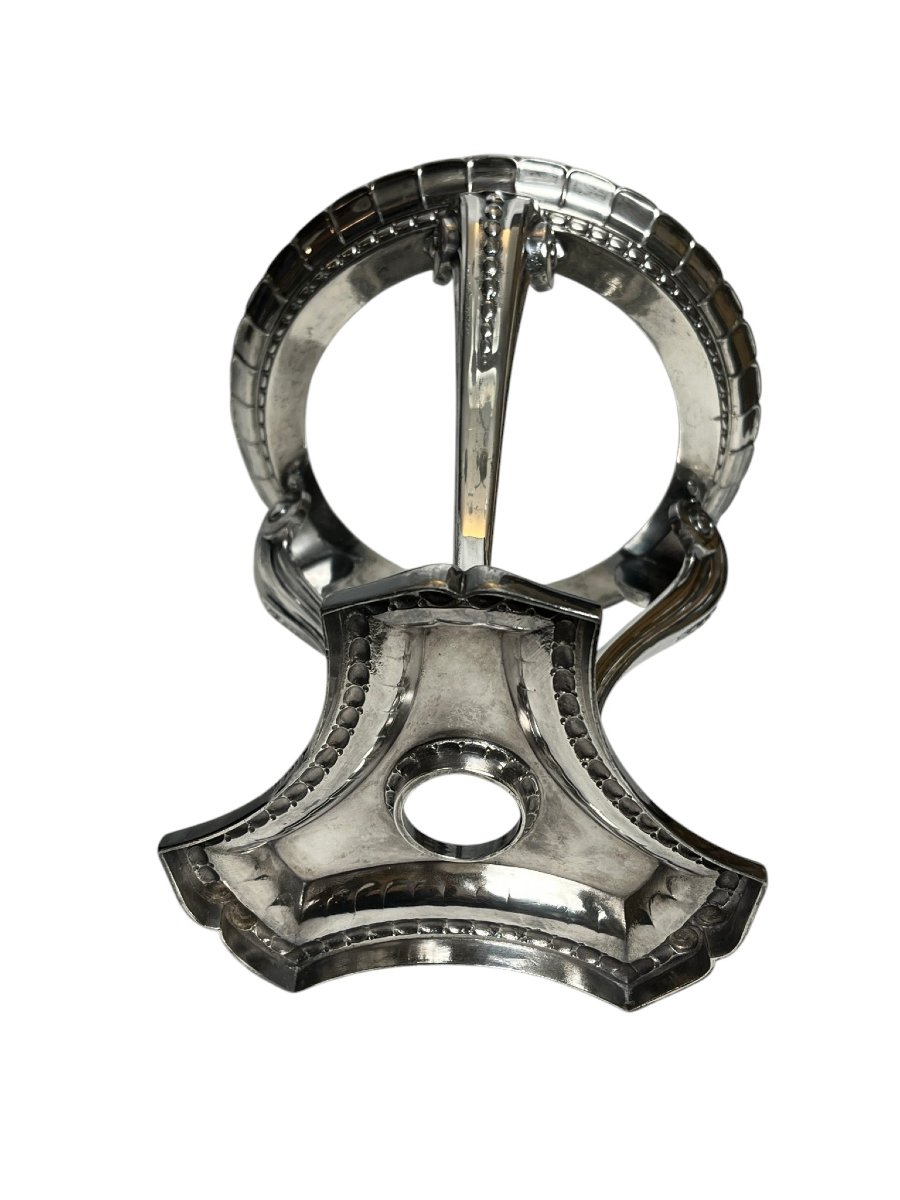 Art déco, coupe tripode métal argenté Gallia cristal vers 1930-photo-5