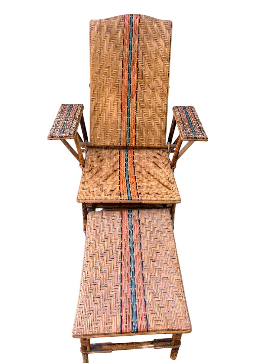 Rattan And Bamboo Deckchair Circa 1940-photo-1