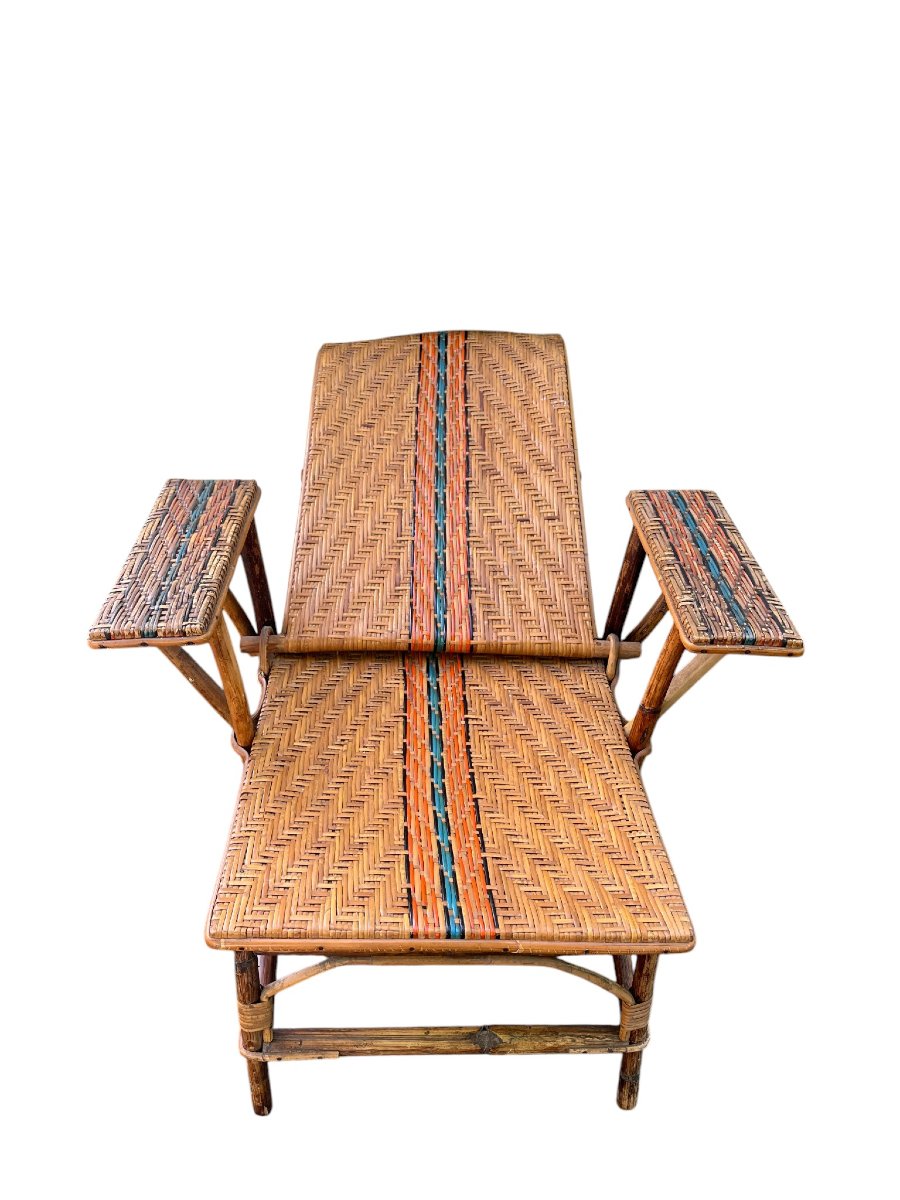 Rattan And Bamboo Deckchair Circa 1940-photo-5