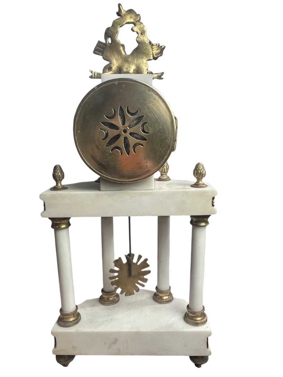 Detached Alabaster Column Clock Louis XVI Style, Early 20th Century-photo-2